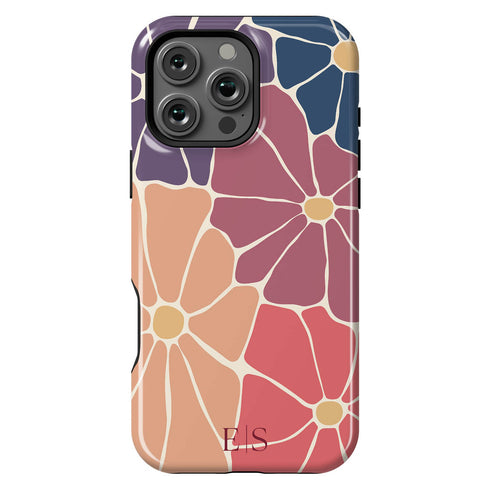 Custom Initials Abstract Flowers iPhone Case - V1
